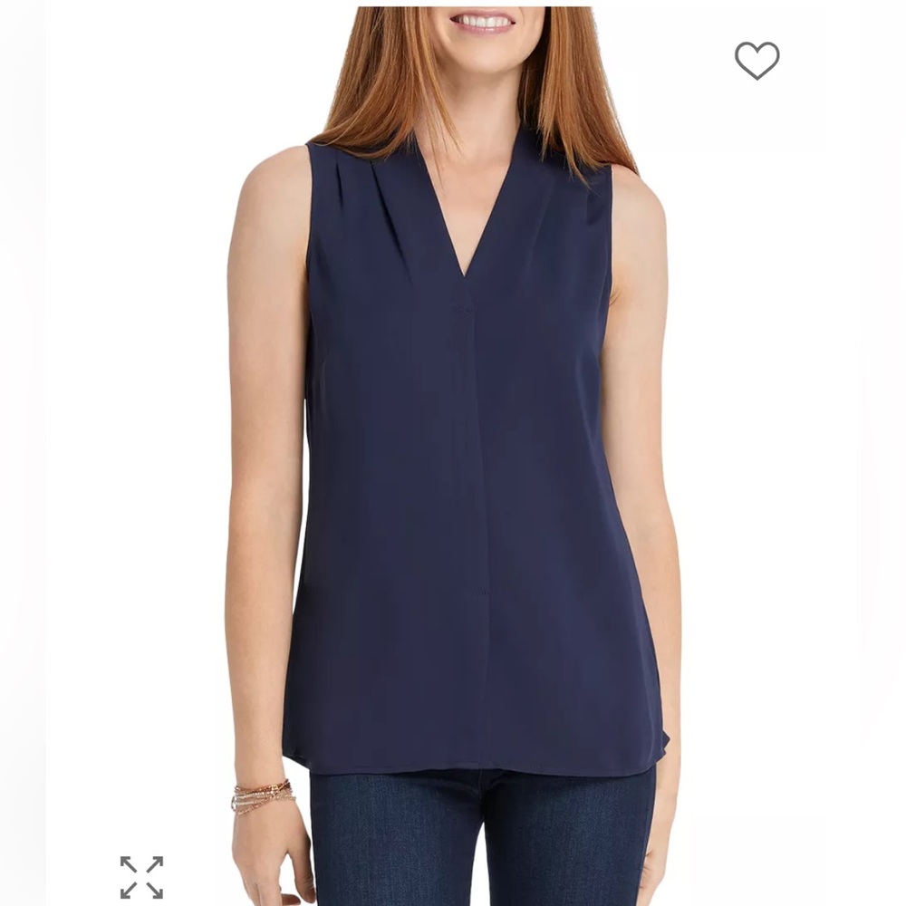 NIC+ZOE Navy V-Neck Sleeveless Blouse
